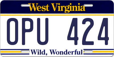 WV license plate OPU424