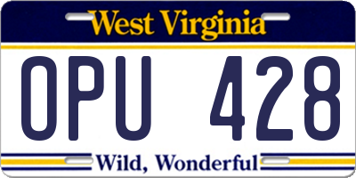 WV license plate OPU428