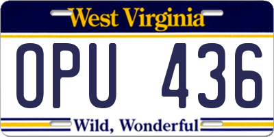 WV license plate OPU436