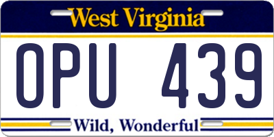 WV license plate OPU439
