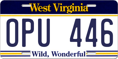 WV license plate OPU446