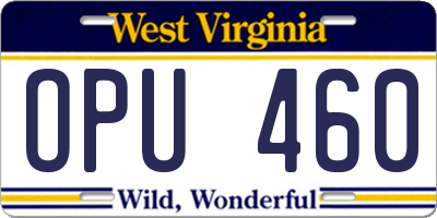WV license plate OPU460