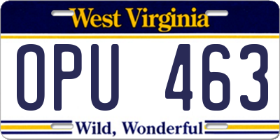 WV license plate OPU463