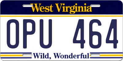 WV license plate OPU464