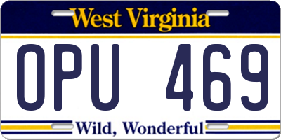 WV license plate OPU469