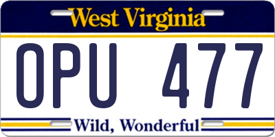 WV license plate OPU477