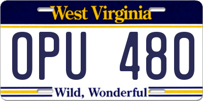 WV license plate OPU480