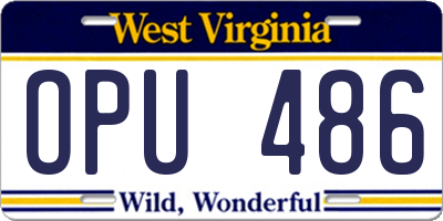 WV license plate OPU486