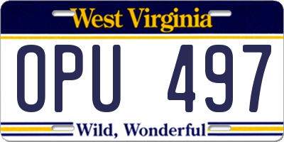 WV license plate OPU497