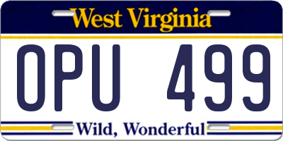 WV license plate OPU499