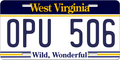 WV license plate OPU506