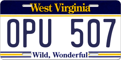 WV license plate OPU507