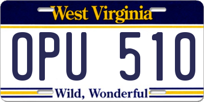 WV license plate OPU510