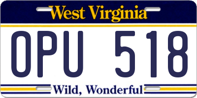 WV license plate OPU518