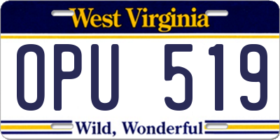 WV license plate OPU519