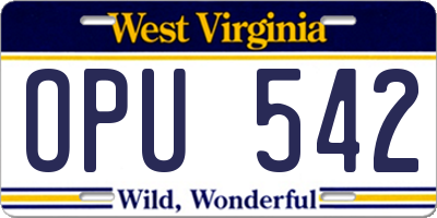 WV license plate OPU542