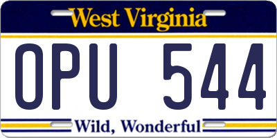 WV license plate OPU544