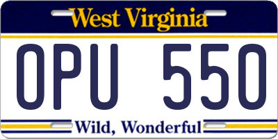 WV license plate OPU550