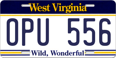 WV license plate OPU556
