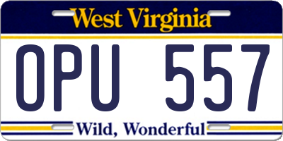 WV license plate OPU557
