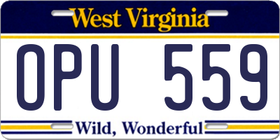 WV license plate OPU559