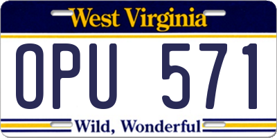 WV license plate OPU571