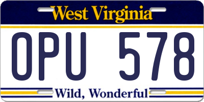 WV license plate OPU578