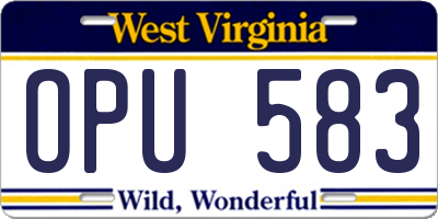 WV license plate OPU583