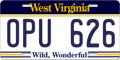 WV license plate OPU626