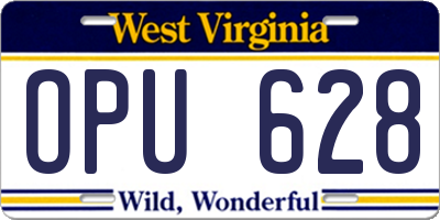 WV license plate OPU628
