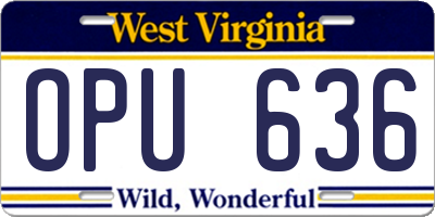 WV license plate OPU636