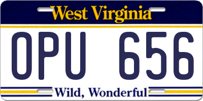 WV license plate OPU656