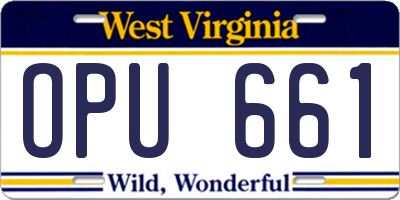 WV license plate OPU661