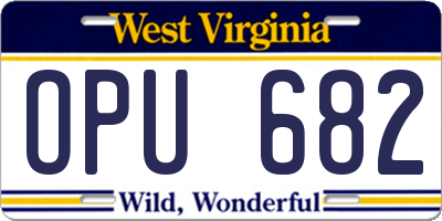 WV license plate OPU682