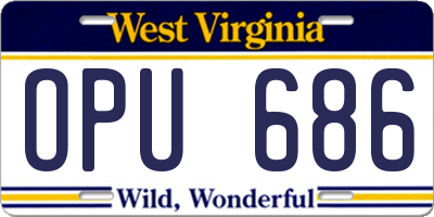 WV license plate OPU686