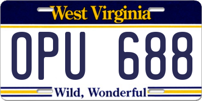 WV license plate OPU688