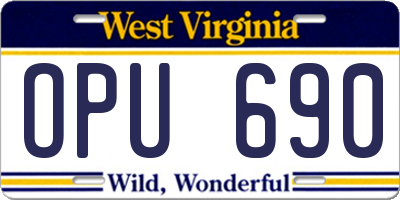 WV license plate OPU690