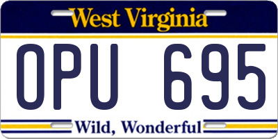 WV license plate OPU695
