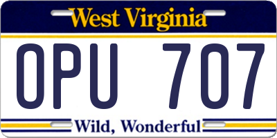 WV license plate OPU707