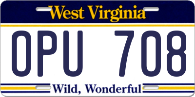 WV license plate OPU708
