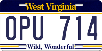 WV license plate OPU714