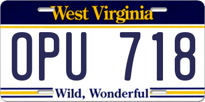 WV license plate OPU718