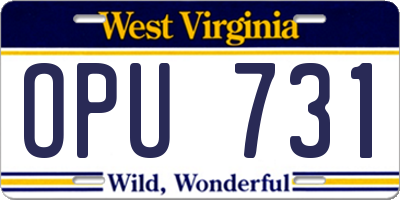 WV license plate OPU731