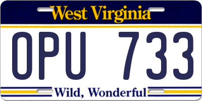WV license plate OPU733
