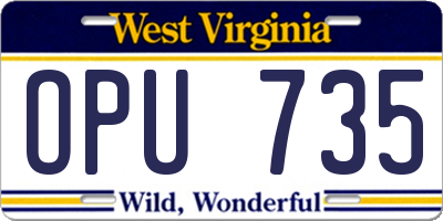WV license plate OPU735