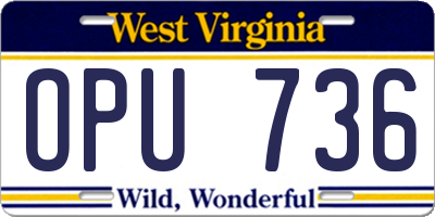 WV license plate OPU736