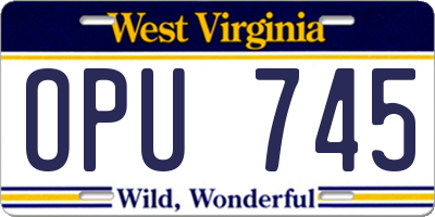 WV license plate OPU745