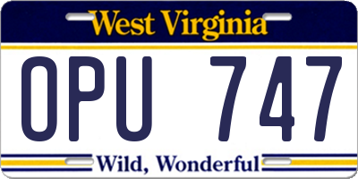 WV license plate OPU747