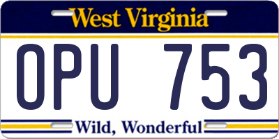WV license plate OPU753