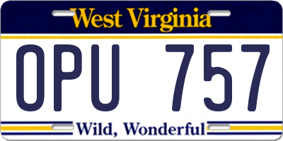 WV license plate OPU757